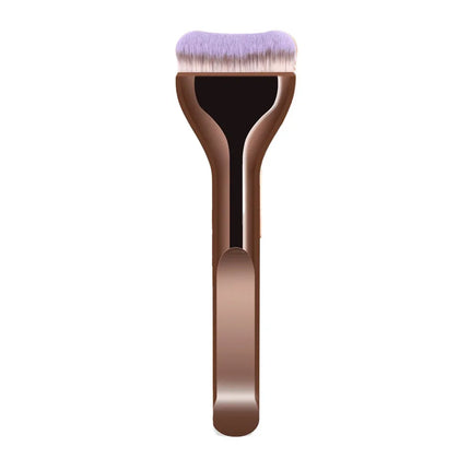 Professional Foundation Brush - Soft Nylon Bristles, Elegant Brown Handle, for BB Cream, Liquid Foundation, Powder - Travel