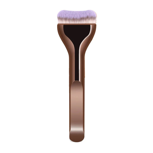 Professional Foundation Brush - Soft Nylon Bristles, Elegant Brown Handle, for BB Cream, Liquid Foundation, Powder - Travel