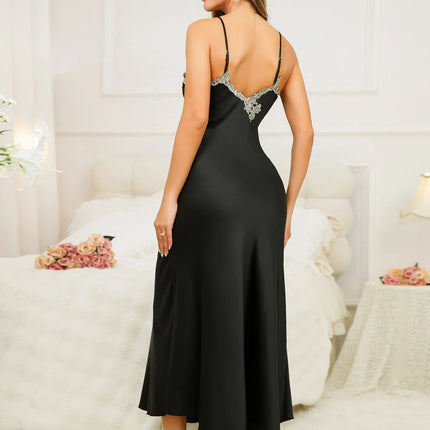 Women's Summer Dresses V Neck With Lace Trim Long Breathable Elegant Dress Women's Clothing For Home And Parties