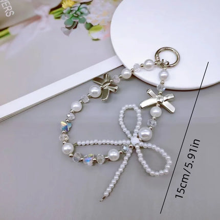 Holiday party gifts for family and friends, pearls, bows, bead chains, bags, keychains, phone cases, pendants