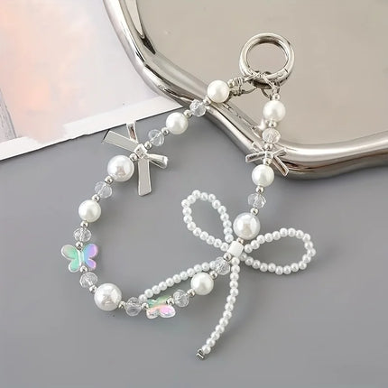 Holiday party gifts for family and friends, pearls, bows, bead chains, bags, keychains, phone cases, pendants